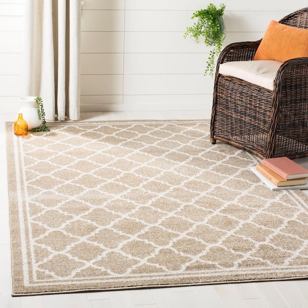 Amherst Wheat/Beige 9 ft. x 9 ft. Square Multi-Trellis Border Area Rug