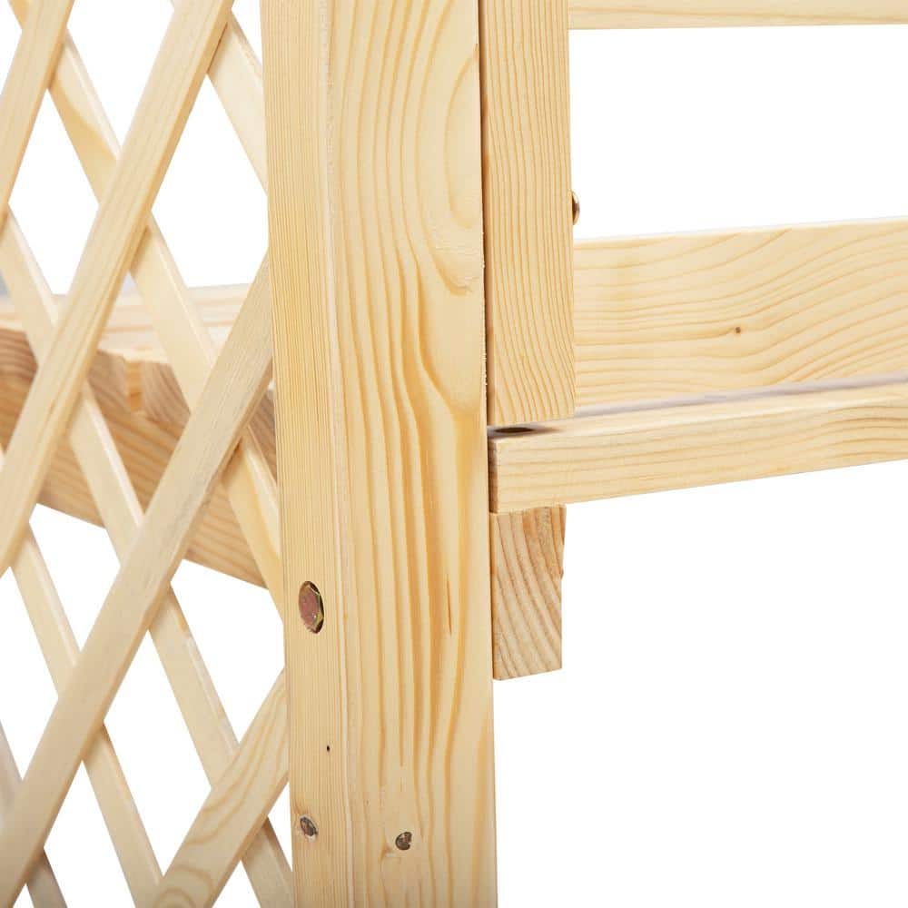 Natural Fir Wood Garden Arch with Bench and Trellis