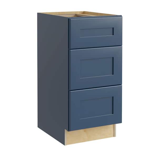 Home Decorators Collection Newport 12 in. W x 24 in. D x 34.5 in. H Assembled Plywood Drawer Base Kitchen Cabinet in Mythic Blue with Soft Close