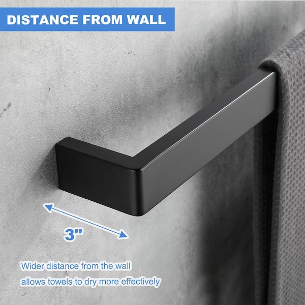 24 in. Square Wall Mount Towel Bar in Stainless Steel Matte Black