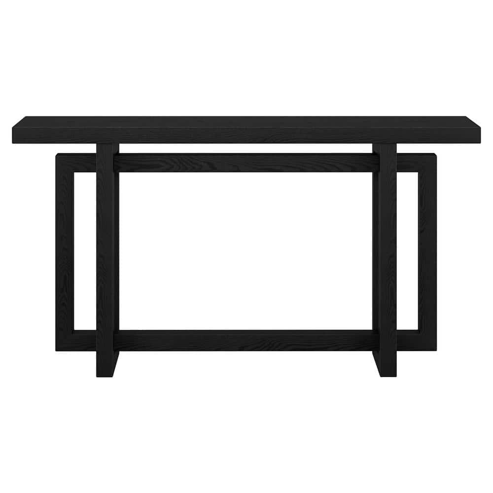 Black Grain MDF Rectangular Hallway Table with Storage