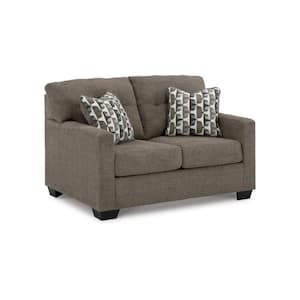 38 in. Brown and Black Solid Print Polyester 2-Seater Loveseat with Tufted Back