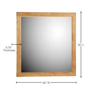 Ultraline 30 in. W x .75 in. D x 32 in. H Framed Wall Mirror in Natural Alder