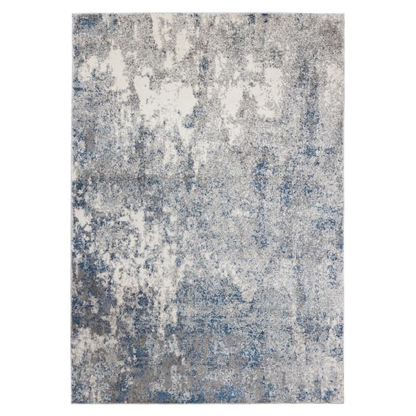 Yasmin 9 x 12 Light Blue Abstract Pattern Area Rug for High Traffic Living Room Dining Room Bedroom