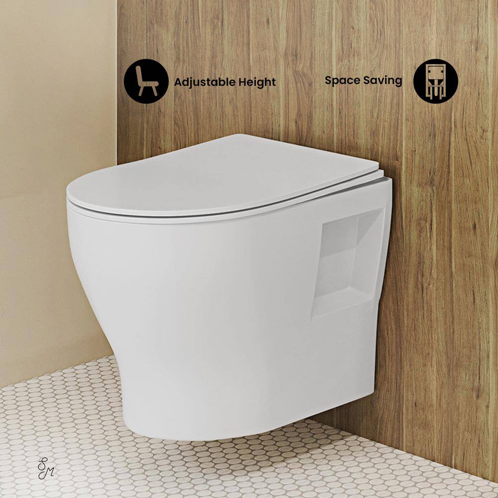 Ivy II Glossy White Ceramic Wall-Hung Elongated Toilet Bowl