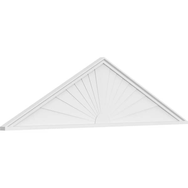 Ekena Millwork 2 in. x 78 in. x 20-1/2 in. (Pitch 6/12) Peaked Cap Sunburst Architectural Grade PVC Pediment