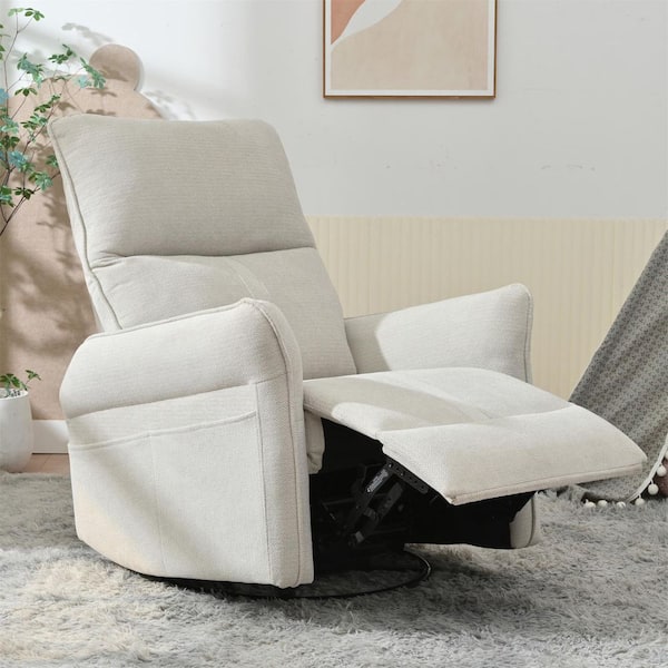30 in. Gray Fabric 360° Swivel Rocker Recliner Chair, Manual Recliner w/ Pull Ring for Living Room, Nursery Bedroom