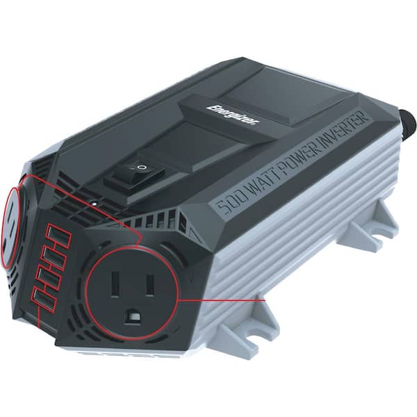 Energizer EN548 500-Watt Power Inverter 12V DC to AC Plus 4 x 2.4A USB charging ports Total 9.6 Amps