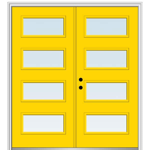 MMI Door 72 in. x 80 in. Celeste Right-Hand Inswing 4-Lite Clear Low-E Painted Fiberglass Smooth Prehung Front Door