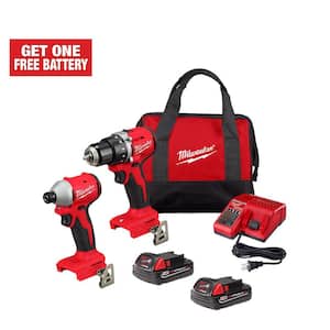 M18 18V Lithium-Ion Brushless Cordless Compact Drill/Impact Combo Kit (2-Tool) w/(2) 2.0 Ah Batteries, Charger & Bag