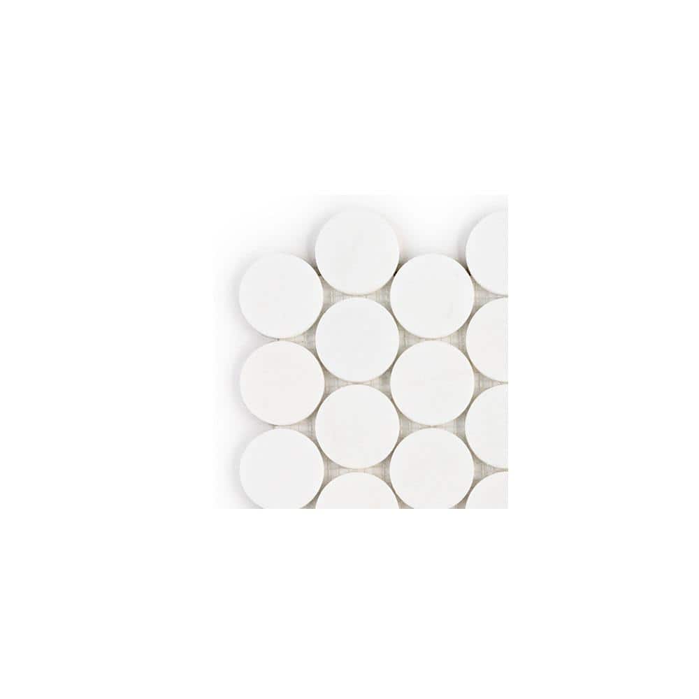 Take Home Tile Sample - Olympus Round Thassos White 4 in. x 4 in. Penny Polished Marble Wall and Floor Mosaic Tile price history on PriceWatchPro