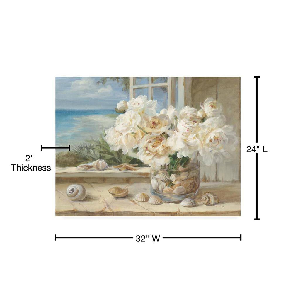 Danhui Nai 'By The Sea' White Floral Canvas Art with Floater Frame