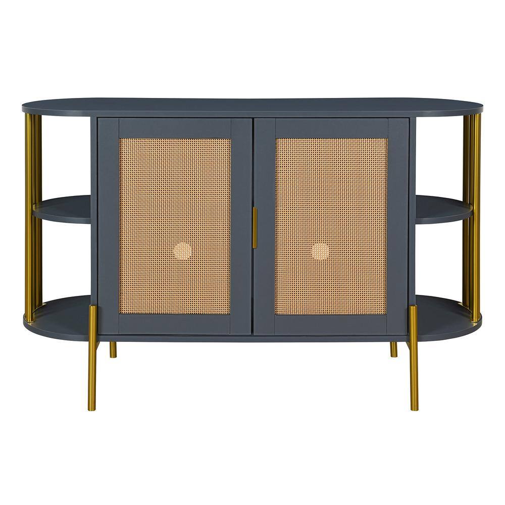47.2 in. W x 15.7 in. D x 31.1 in. H Dark Gray Linen Cabinet with Trim and 2-Woven Rattan Doors price history on PriceWatchPro