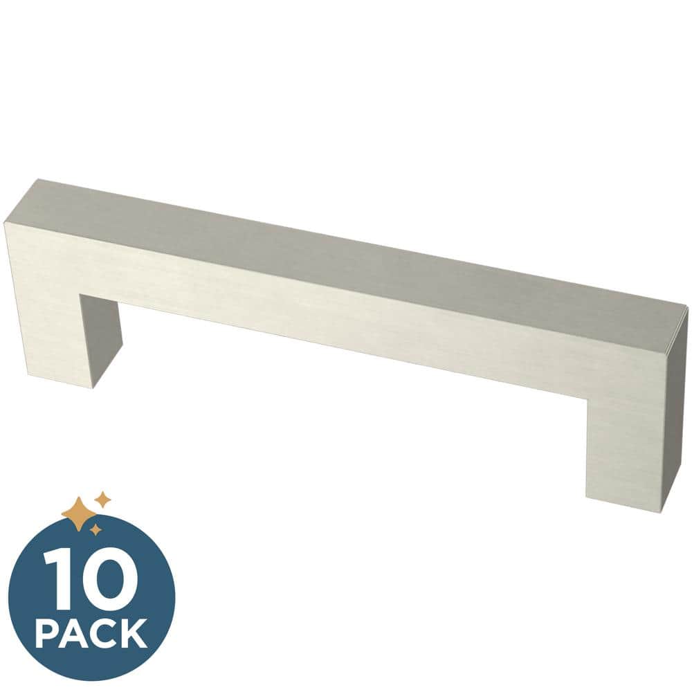 10-Pack Simple Modern Square 3-3/4 in. (96 mm) Modern Cabinet Drawer Pulls in Stainless Steel price history on PriceWatchPro