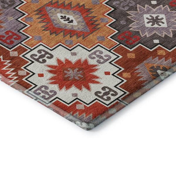 Mayfield Premium Machine Washable Abstract AMF2123 Paprika 2 ft. x 7 ft. Runner Rug