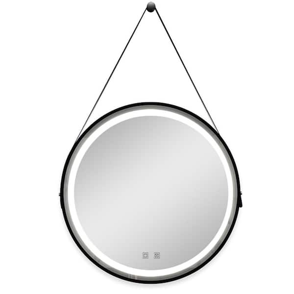 Qidian 32 in. W x 32 in. H Round Wall Mount Bathroom Led Framed Vanity Mirror with Anti-Fog,Waterproof,Dimmable Touch