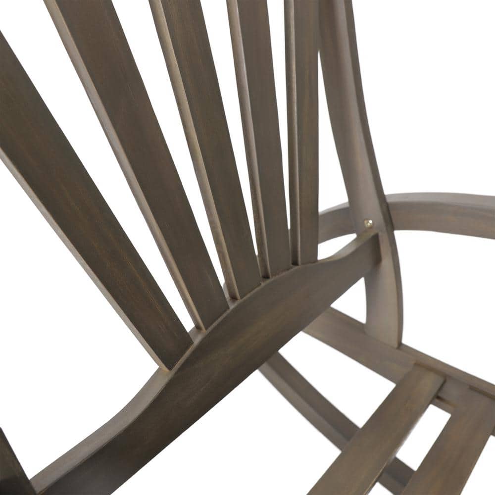 Gray Acacia Wood Outdoor Rocking Chair with Footrest