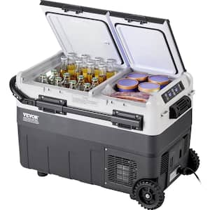 Portable Car Refrigerator Fridge 40 l/42.3 qt. DuaL Zone Freezer Compressor Cooler in Black for Home Outdoor Camping RV