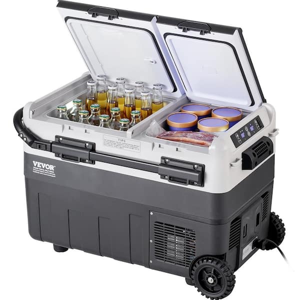 VEVOR Portable Car Refrigerator Fridge 40 l/42.3 qt. DuaL Zone Freezer Compressor Cooler in Black for Home Outdoor Camping RV