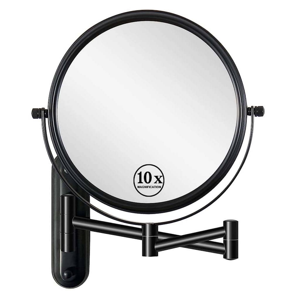 8 in. W x 8 in. H Round Framed Wall Bathroom Vanity Mirror in Black, 360 Ro