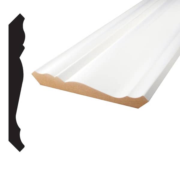 Alexandria Moulding 3/4 in. x 6-1/8 in. x 84 in. Primed MDF Crown Moulding