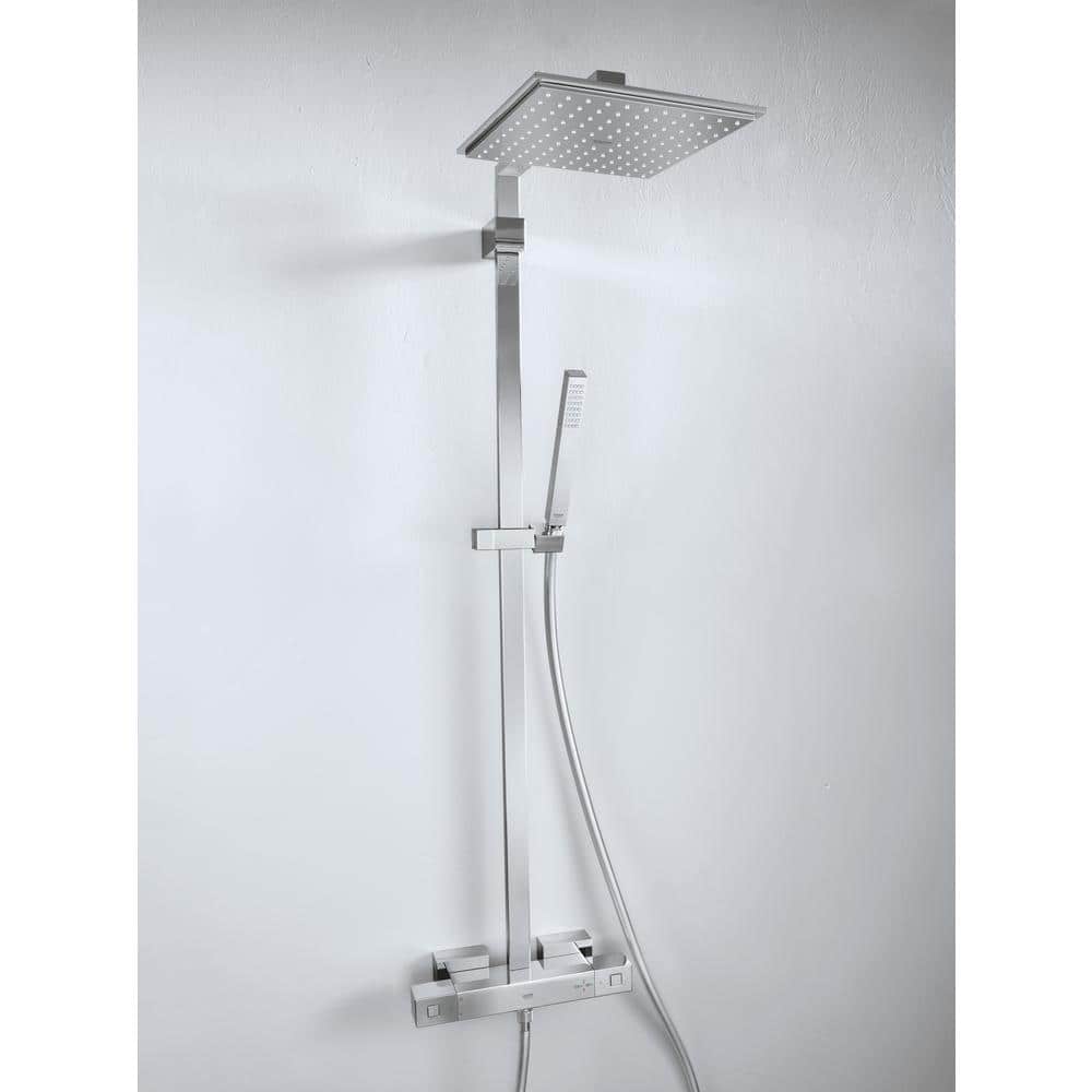 Chrome Adjustable Height Wall Mounted Shower System