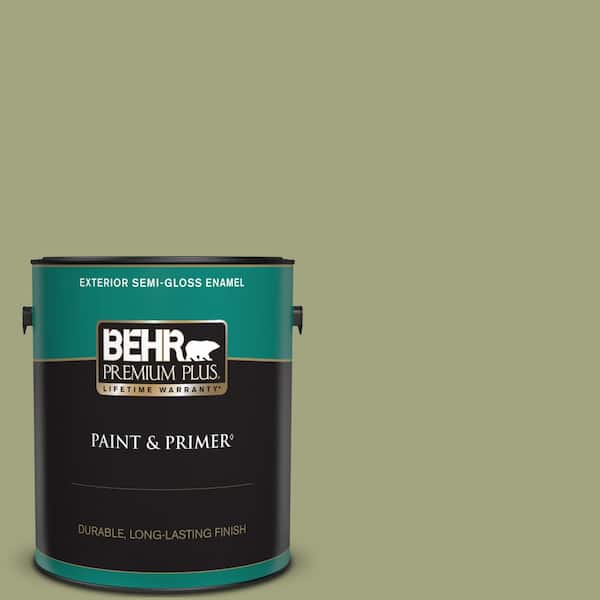 BEHR PREMIUM PLUS 1 gal. #410F-4 Mother Nature Semi-Gloss Enamel Exterior Paint & Primer