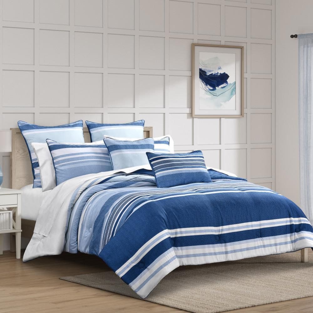 Carson Blue Polyester Full/Queen 3Pc. Comforter Set