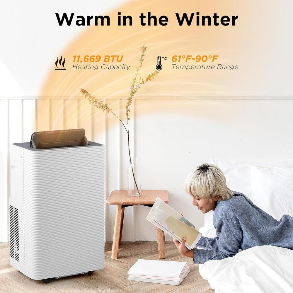 White Portable Air Conditioner and Heater with Remote and WiFi