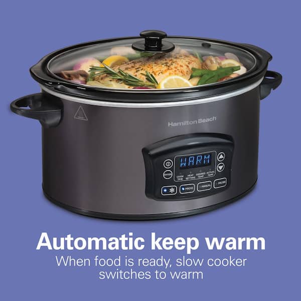 Hamilton Beach 6 qt. Gray Programmable Slow Cooker with Defrost