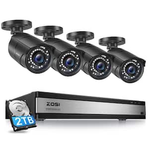 16-Channel 5MP-Lite 2TB DVR Security Camera System with 4-Wired 1080P Outdoor Surveillance Cameras