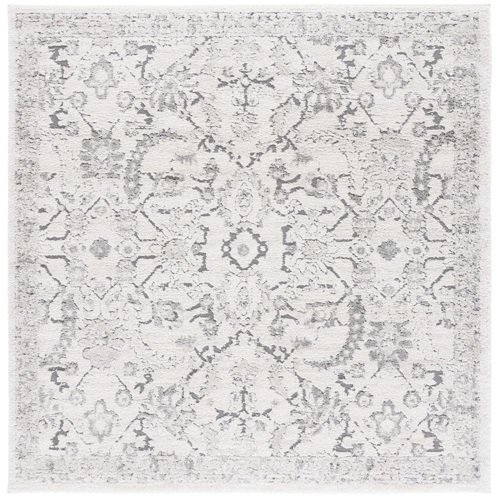 SAFAVIEH Luna 7 ft. x 7 ft. Ivory/Gray Ornate Abstract Square Area Rug ...