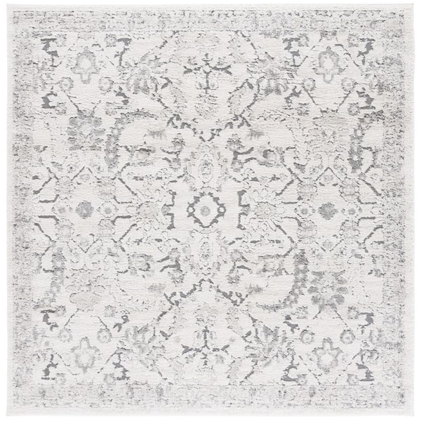 SAFAVIEH Luna 7 ft. x 7 ft. Ivory/Gray Ornate Abstract Square Area Rug ...