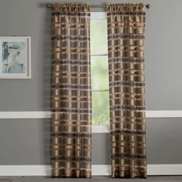 Natco Dylan Tan 52 in. W x 84 in. L Polyester Rod Pocket Light Filtering Curtain Window Panel