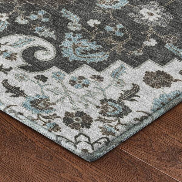 Mayfield Premium Machine Washable Abstract AMF2463 Silver 10 ft. x 14 ft. Area Rug
