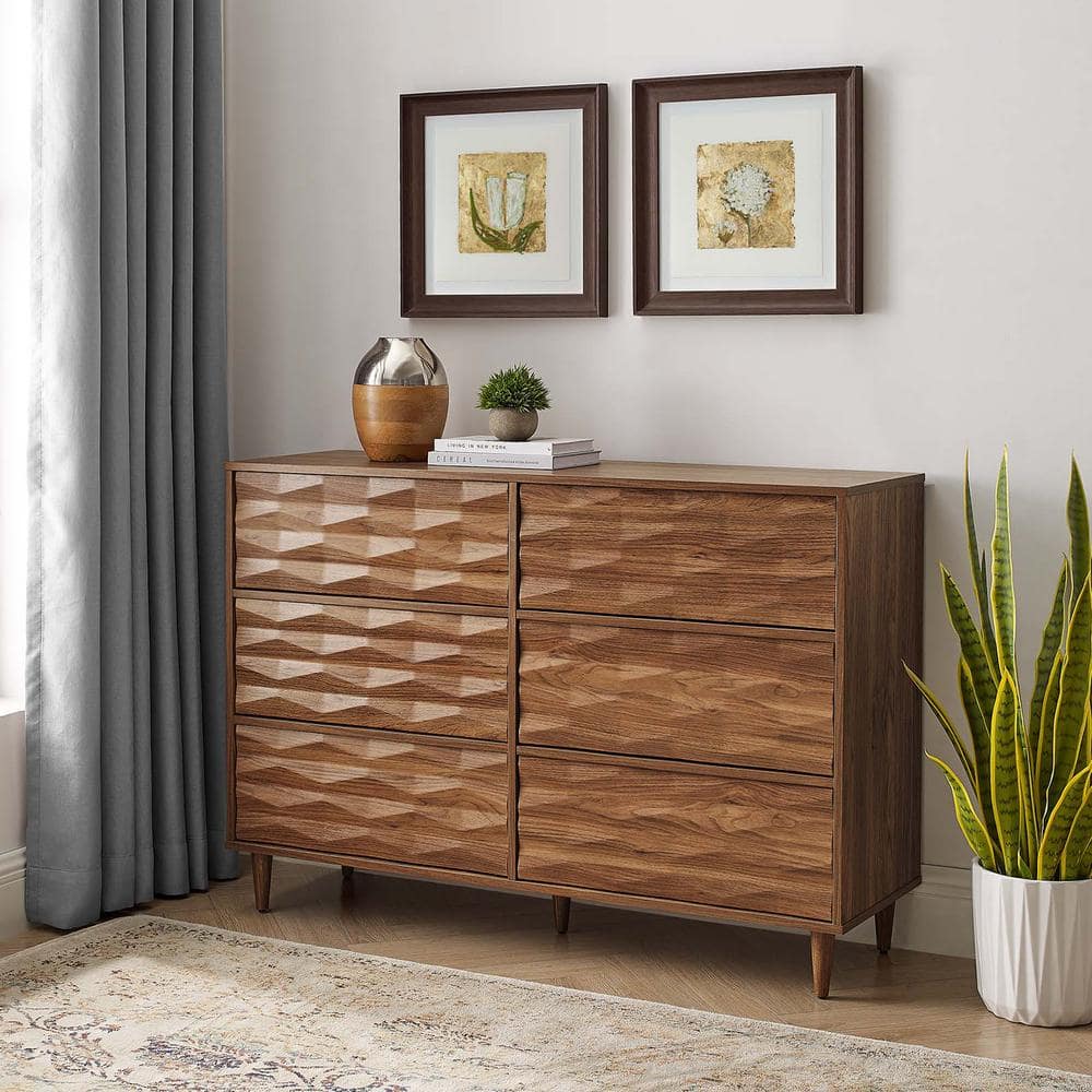 MODWAY Vespera 6-Drawer Dresser in Walnut MOD-7083-WAL - The Home Depot