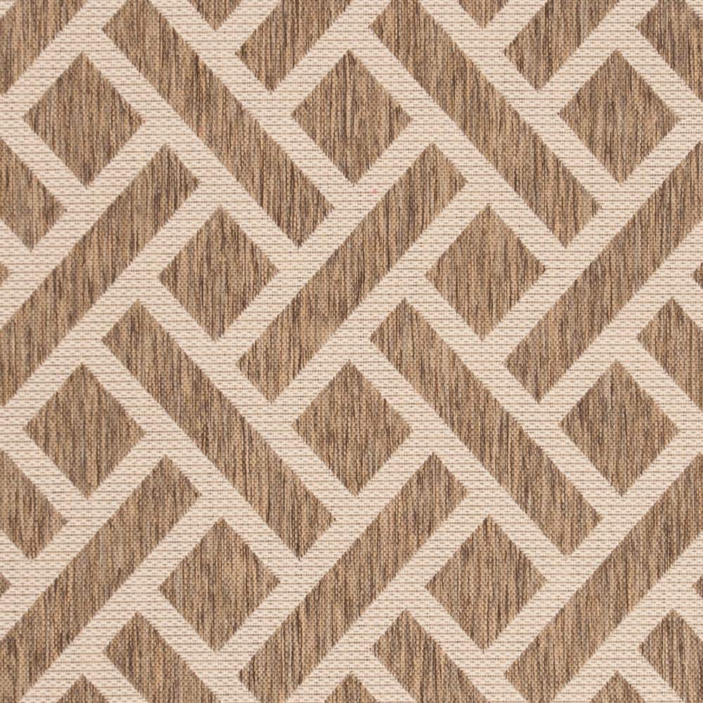 Courtyard Geometric Brown/Light Beige Indoor/Outdoor Rectangular Rug