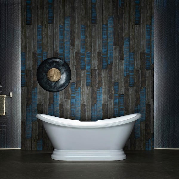 69.25 in. Acrylic Double Slipper Pedestal FlatBottom Bathtub with Oil Rubbed Bronze Overflow and Drain Included in White