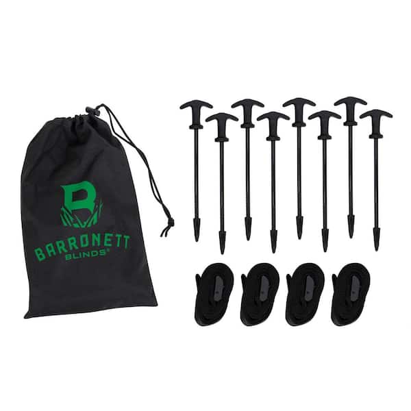 Barronett Blinds All-Terrain Ground Stake Kit, 8 Threaded Tip Stakes, 4 Tie-Downs, Carry Bag