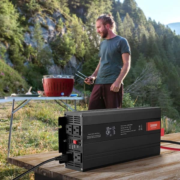 Pure Sine Wave Inverter 3000 Watt DC 12-VOLT to AC 120-VOLT Power Inverter with 2 AC Outlets 2 USB Port 1 Type-C Port