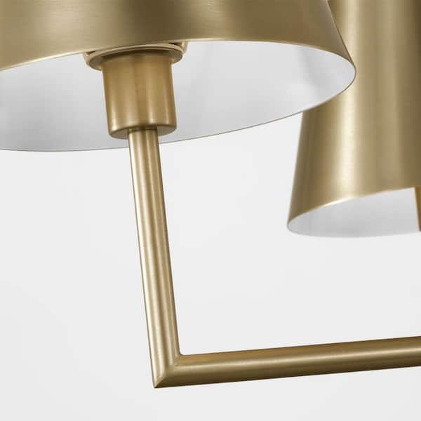 Generation Lighting - Ender 32.63 in. W x 10.5 in. H 5-Light Satin Brass Modern Chandelier with Steel Shades and No Bulbs Included