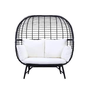 PE Rattan Wicker Outdoor Penelope Patio Lounge Chair with White Cushion