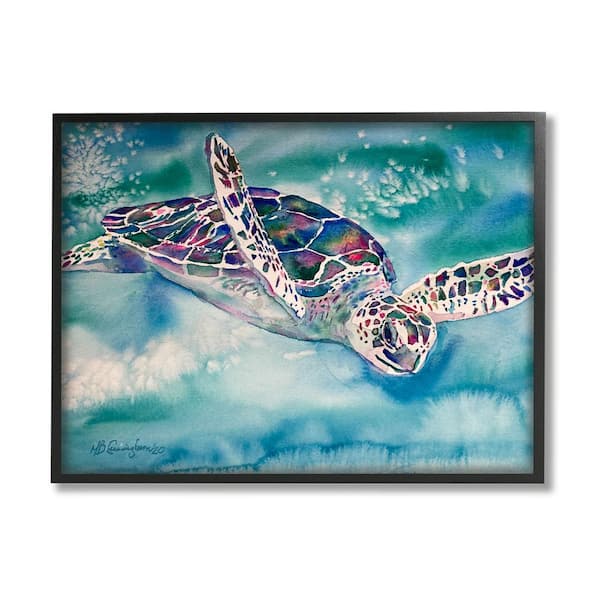 The Stupell Home Decor Collection Sea Turtle Swimming Ocean Water ...