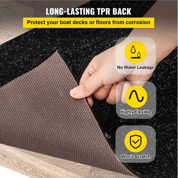 VEVOR Black 6 ft. x 23 ft. Boat Carpet Waterproof Indoor Outdoor Carpet Cuttable Easy to Clean Indoor/Outdoor Area Rug