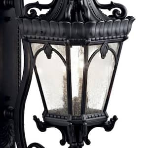 Tournai 4-Light Textured Black Outdoor Hardwired Wall Lantern Sconce with No Bulbs Included (1-Pack)