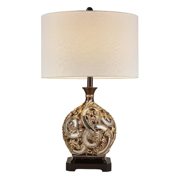 OK LIGHTING Daliyah 29.5 in. H Gold, Brown Table Lamp