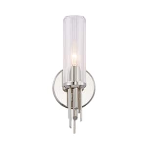 Torres 3-in 1 Light 40-Watt Polished Nickel/Ribbed Glass Vanity Light