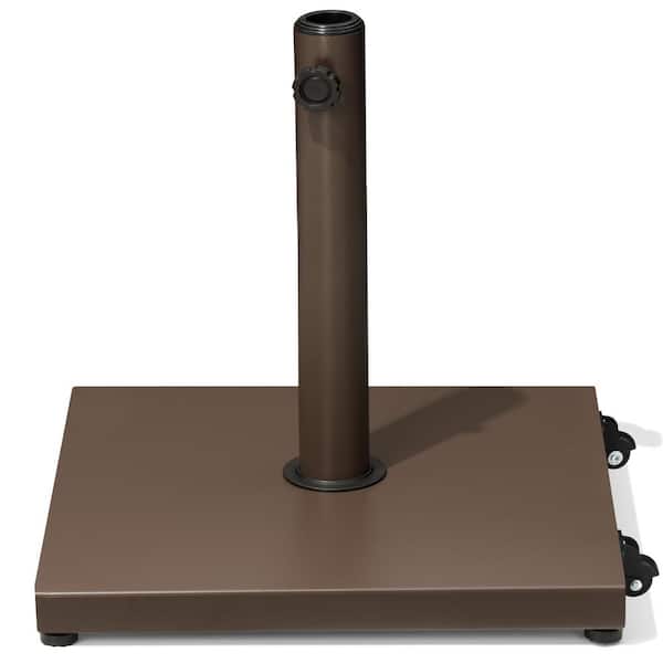 40 lbs. Concrete Patio Umbrella Base in Brown with Wheels