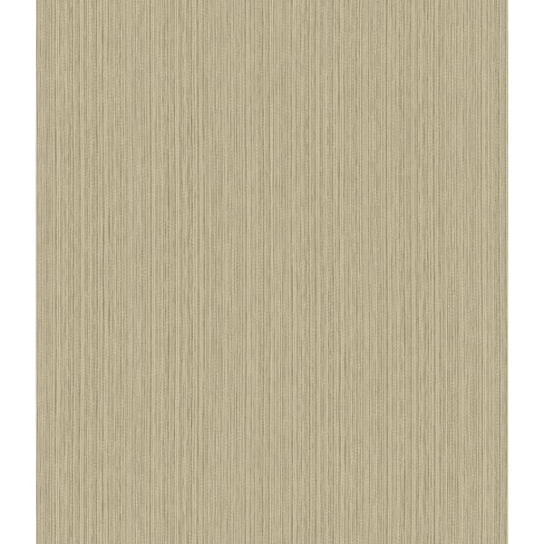 CASA MIA Textile Effect Vertical Brown Goldish Paper Non-Pasted Strippable Wallpaper Roll (Cover 56.05 sq. ft.)