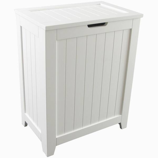 Redmon Contemporary Country White No, White Wooden Laundry Basket With Lid